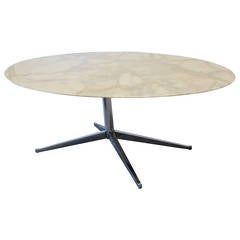 Marble-Top Oval Dining Table in the style of Florence Knoll