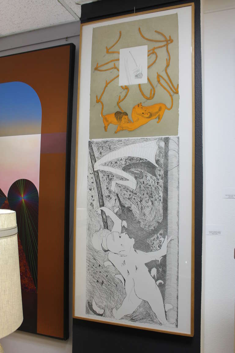 Francesco Clemente  (1952 - ) etching and drypoint titled 'Not St. Girolamo', 1981; 63 x 24.5, edition 12 of  25 from Crown Point Gallery.
About the artist:
Francesco Clemente was born in Naples, Italy.  A self-taught painter, he began making art
