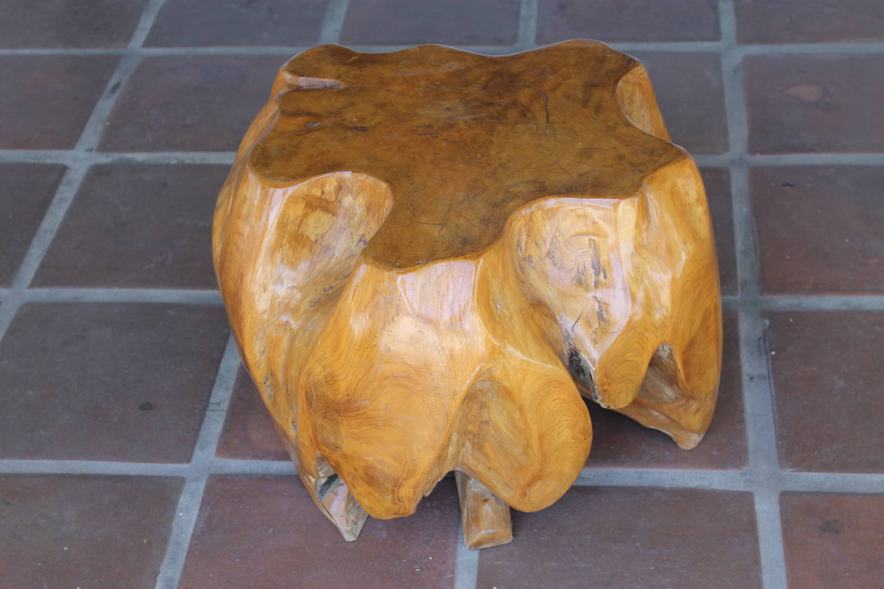 California Redwood Burl Table Ottoman In Excellent Condition In Palm Springs, CA