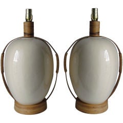 Vintage Ceramic Rattan Lamps