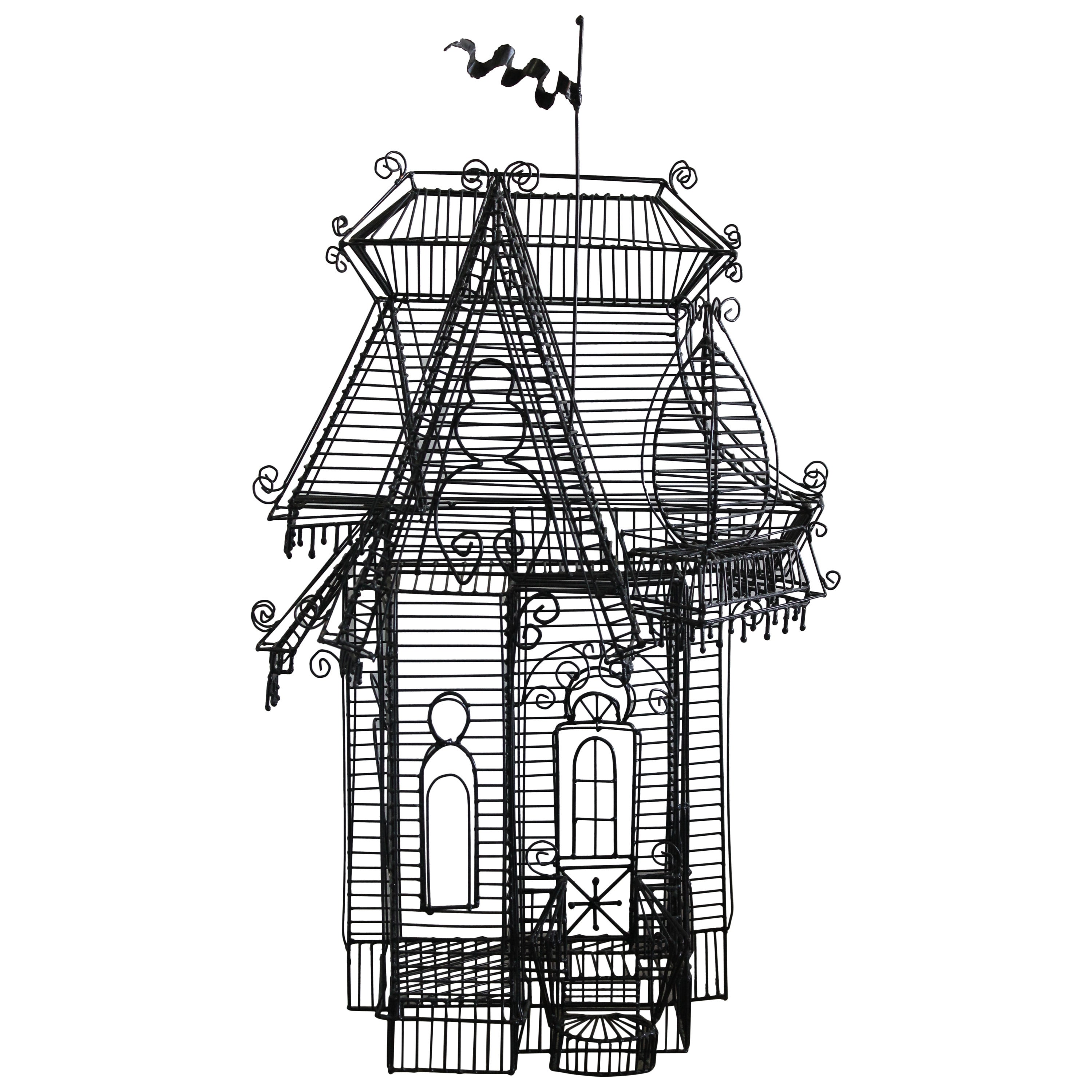 Wire Sculpture of Victorian House by Guy Pullen