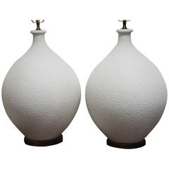 Vintage Pair of White Ceramic Lamps