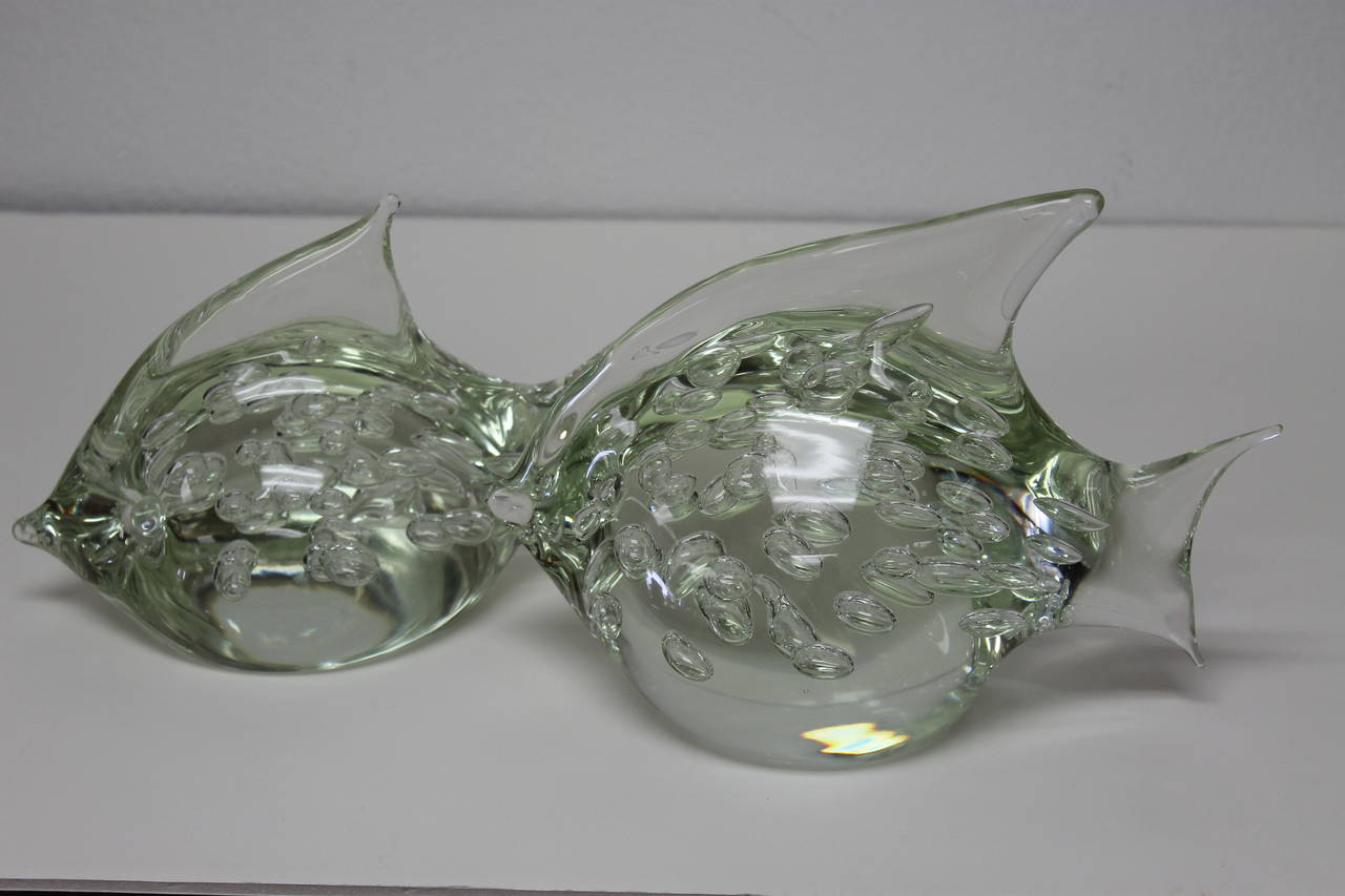 Pair of Seguso Vetri d'Arte Glass Fish In Excellent Condition In Palm Springs, CA