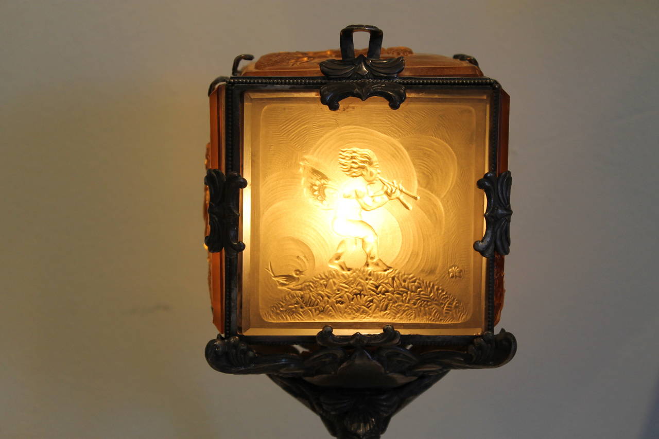 Early 20th Century Rare Heinrich Hoffmann Art Nouveau Lamp, Austria