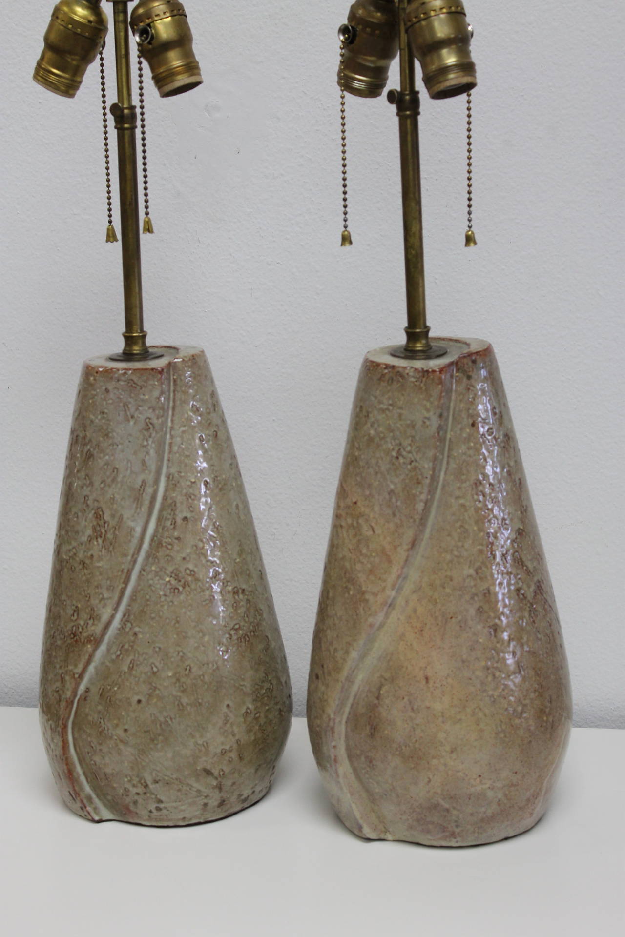 American Pair of Eugene Deutch Ceramic Lamps, 1949