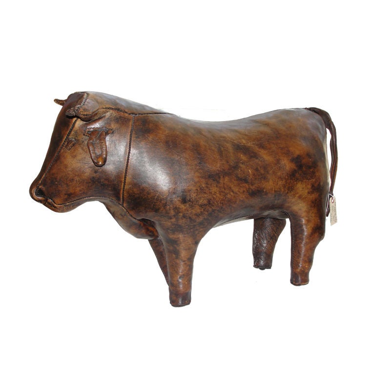 Abercrombie and Fitch Bull footstool at 1stDibs