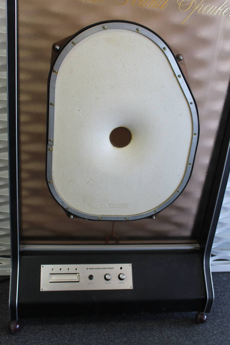 Yamaha natural sound speaker built for eight track tapes. This model was most likely used as a store promotion. Signed on back 