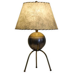 Vintage Ball and Tripod Table Lamp with Original Shade