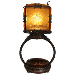 Antique Rare Heinrich Hoffmann Art Nouveau Lamp, Austria
