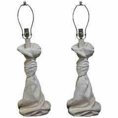 Pair of Draped Plaster Lamps, in the style of John Dickinson