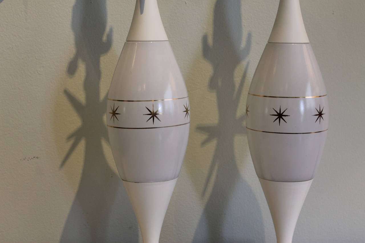 American Pair of 1950s Atomic Lamps, Raymond Loewy Sputnik Design