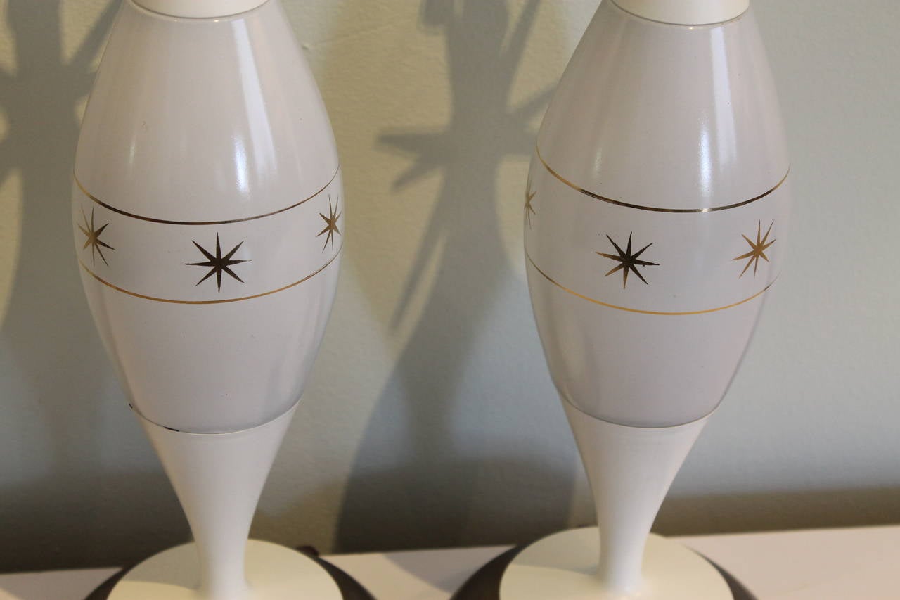Pair of 1950s Atomic Lamps, Raymond Loewy Sputnik Design In Excellent Condition In Palm Springs, CA