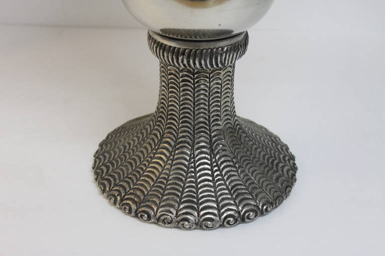 Nickel Monumental Mid Century Scandinavian Chalice Vase