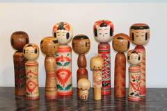 Collection of Vintage Kokeshi Dolls