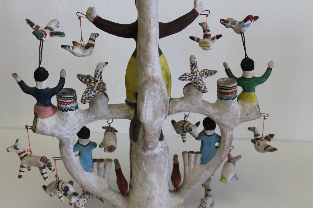 Mexican Heron Martinez White Period Tree-of-Life Candlestick