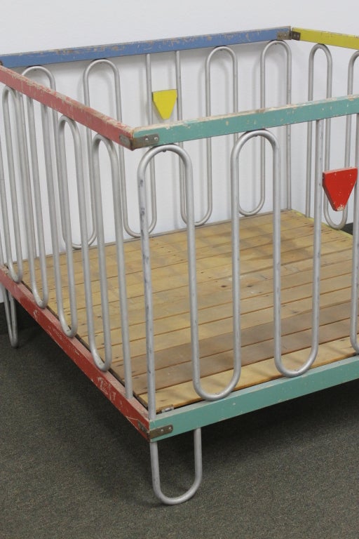 Gilbert Rohde for Trimble Furniture Company Playpen Crib.  Part of the 'Century of Progress' exhibition at the Chicago 1933–34 World’s Fair. When playpen is folded it's 4
