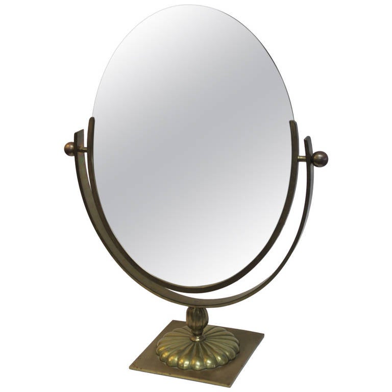 Brass Department Store Counter Mirror at 1stDibs