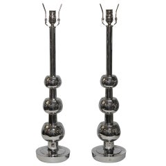 Pair of Chrome Lamps by the Stiffel Lamp Co.