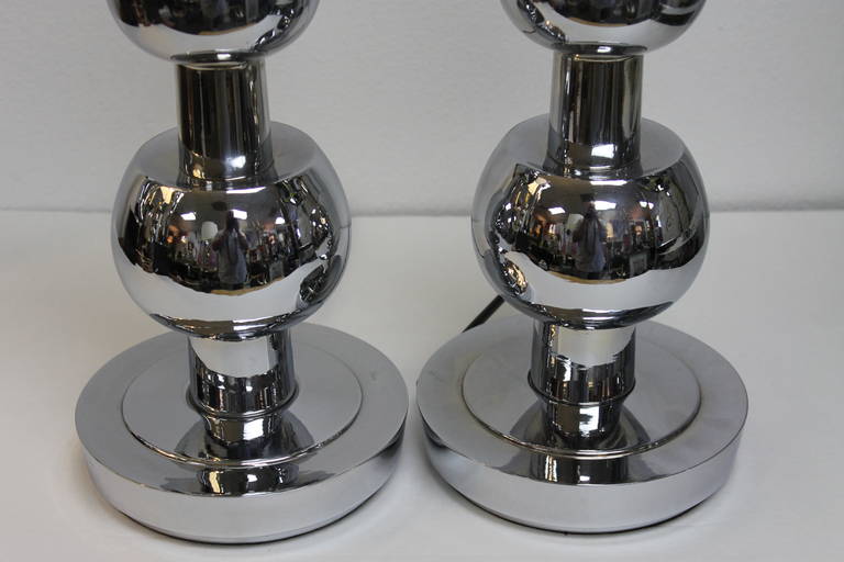 Mid-20th Century Pair of Chrome Lamps by the Stiffel Lamp Co.