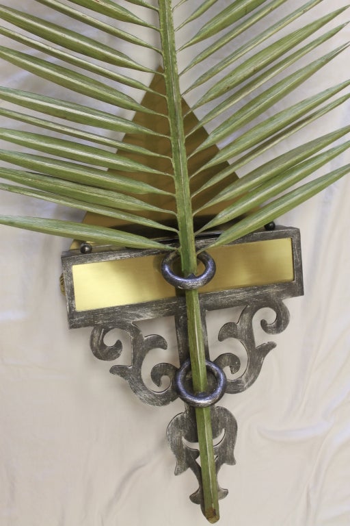 Palm Frond Wall Sconces In Excellent Condition In Palm Springs, CA
