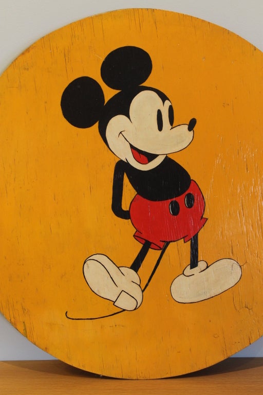 Mickey Mouse oil painting on wood.