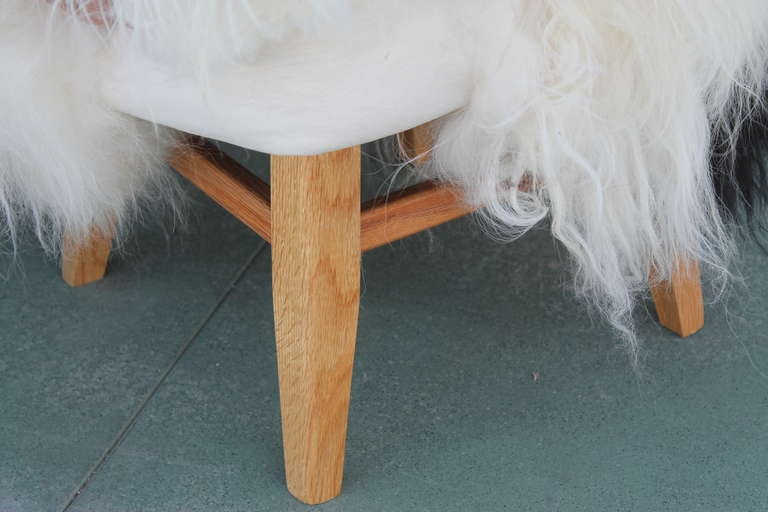 Shaggy Wool Footstool In Excellent Condition In Palm Springs, CA