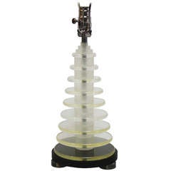 Art Deco Lucite Disk Lamp