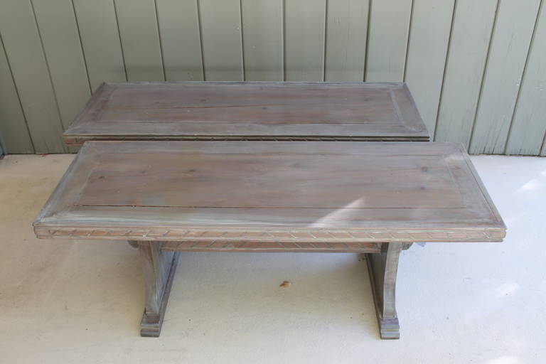 Pair of New Mexican grey washed benches produced in the late 1950s.