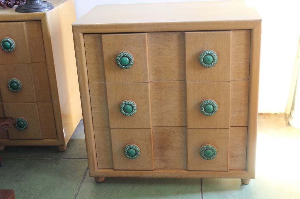 Dresser made by Karpen Furniture with incredible ceramic handles. There are 2 available. Price is for each.
