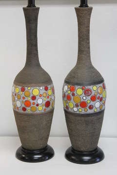 Ceramic Lamps with Colored Circles