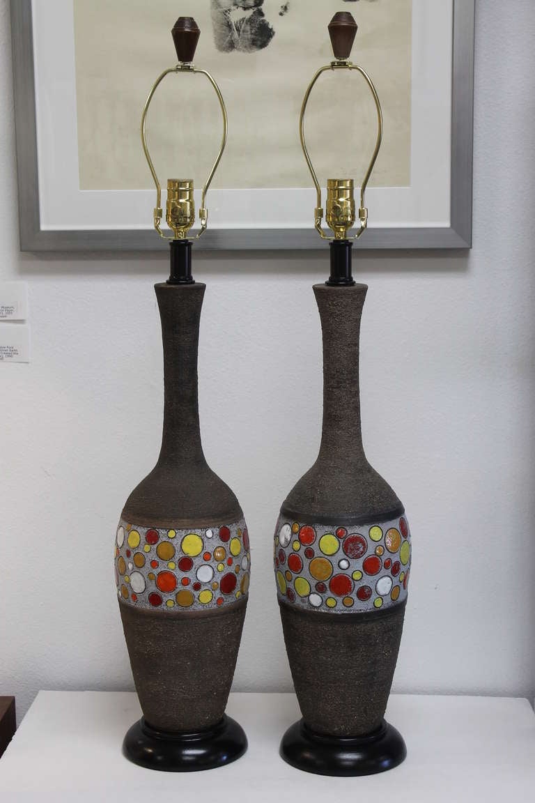 Ceramic Lamps with Colored Circles