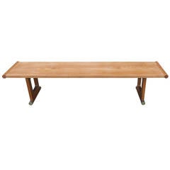 Wood Bench, in the style of Paul Frankl