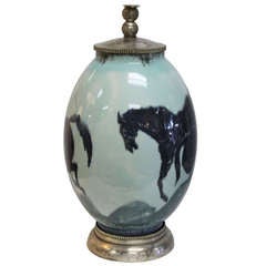 Vintage Kenton Hills Lamp, manner of Rookwood pottery