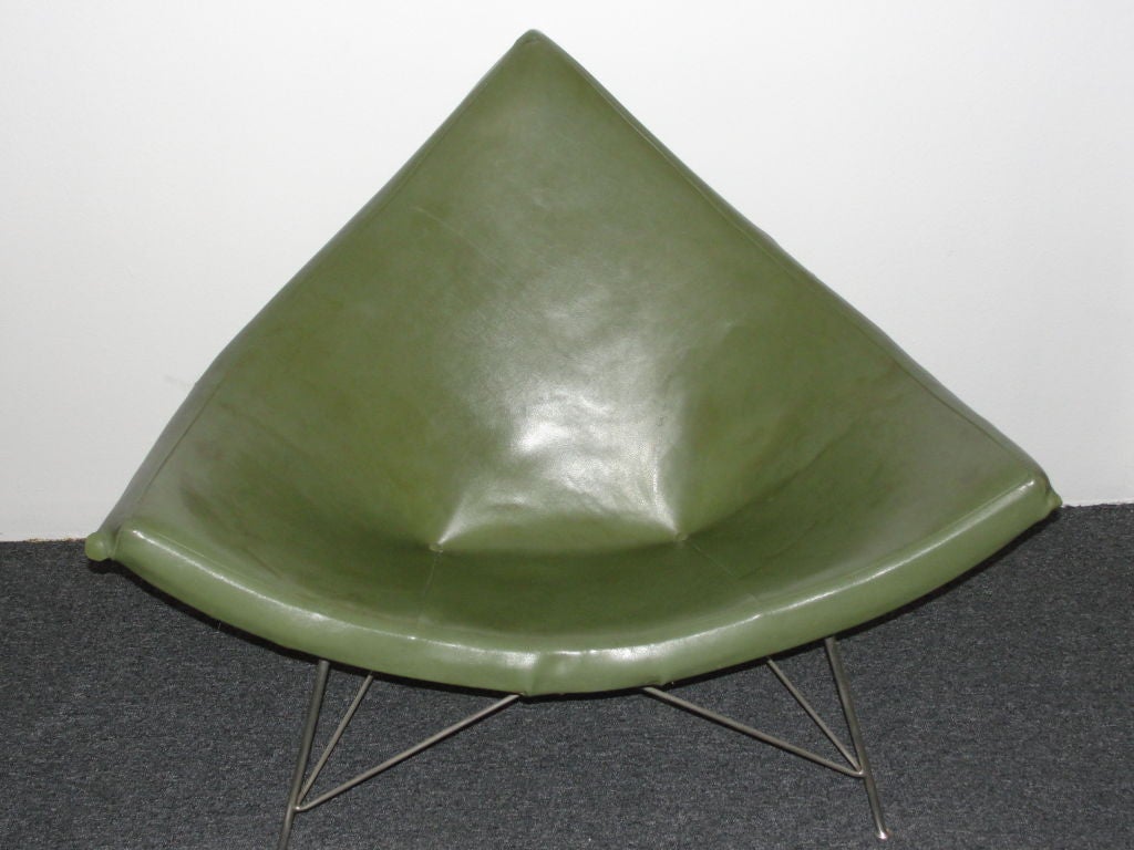 George Nelson coconut chair in green naugahyde.
