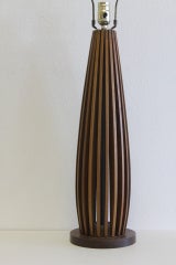 Wood Ribbed Table Lamp