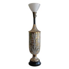 Ceramic lamp with gold & black glaze