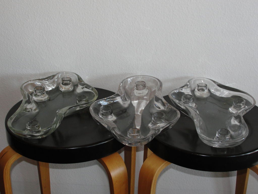 Pipsan Saarinen Swanson centerpieces, each with four candleholders, by U.S. Glass Company, c.1948.