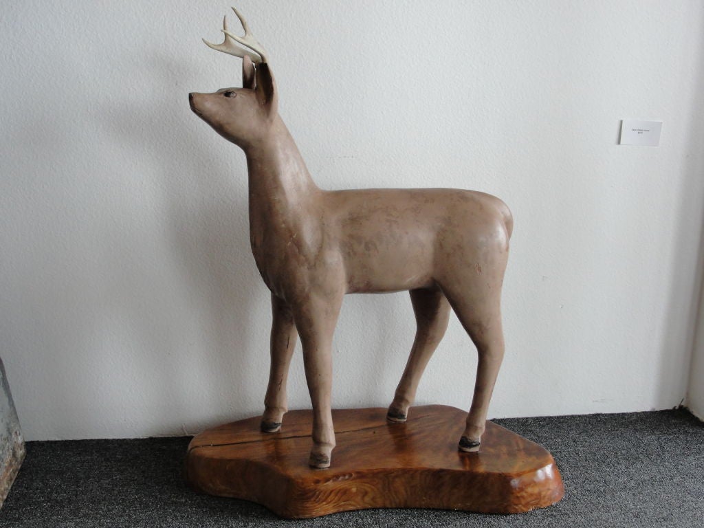 Folk Art Wooden Deer
