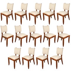 Charles Dudouyt, Set of 14 oak chairs Chaises 1940