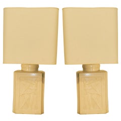 Pair Of Lacquered Wood Lamps