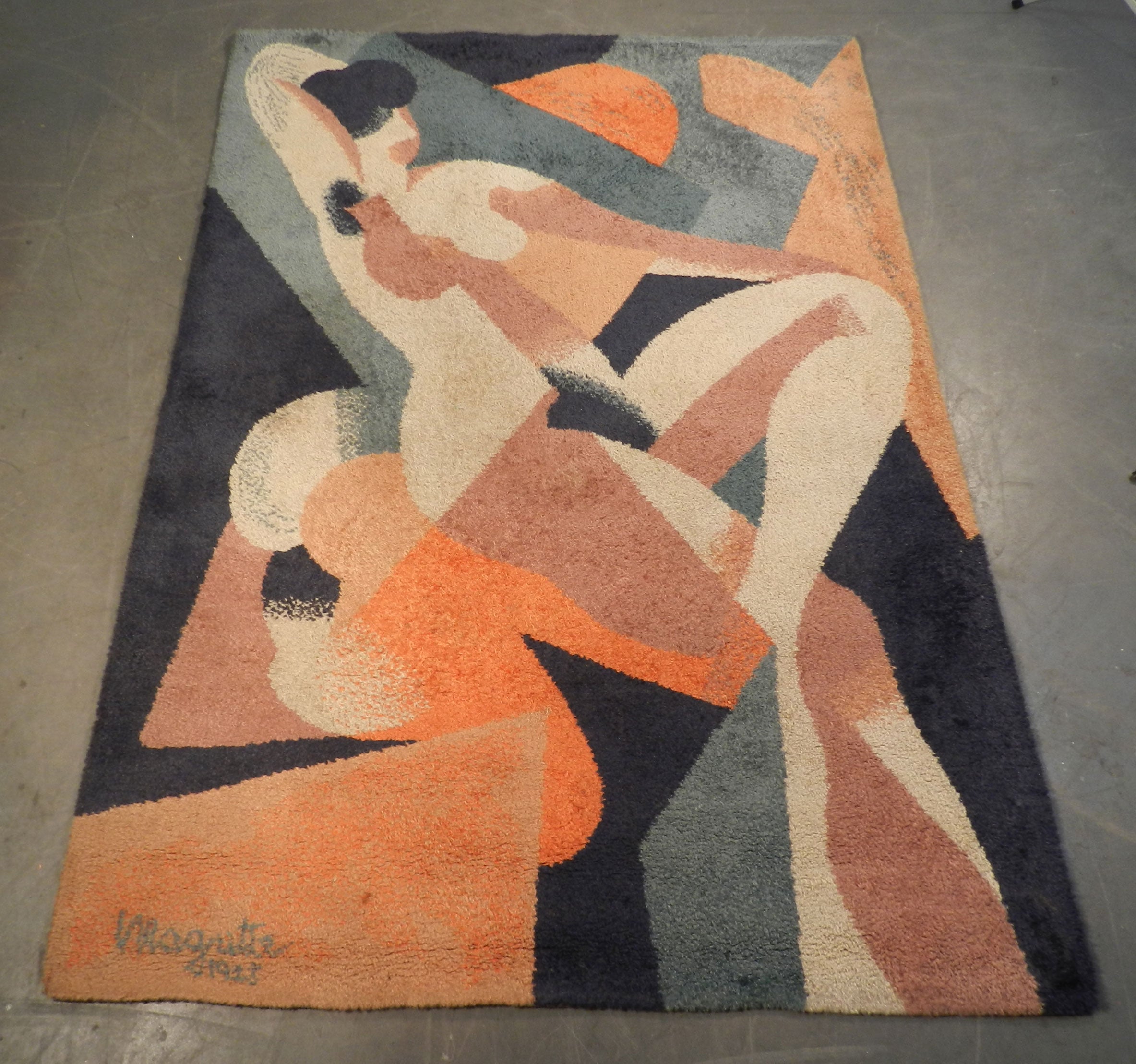  Art Deco carpet signed Magritte 1928 For Sale