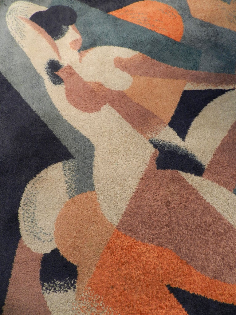 Belgian  Art Deco carpet signed Magritte 1928 For Sale