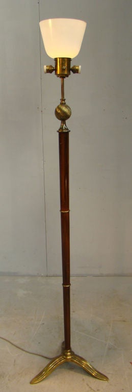 ART-DECO FLOOR LAMP IN MAHOGANY AND BRONZE
