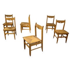 Guillerme Et Chambron Set Of Six Oak Chairs