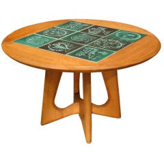 Guillerme Et Chambron  Oak And Ceramic Gueridon