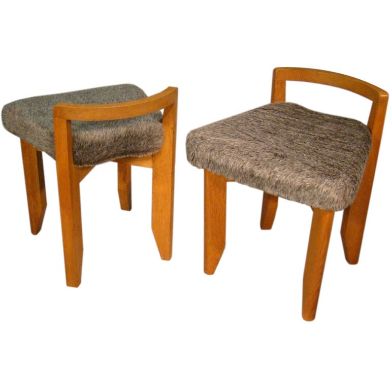 Guillerme Et Chambron Pair Of "Rubercrin" Stools For Sale
