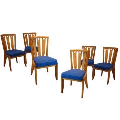 Guillerme Et Chambron Set Of Six Oak Chairs