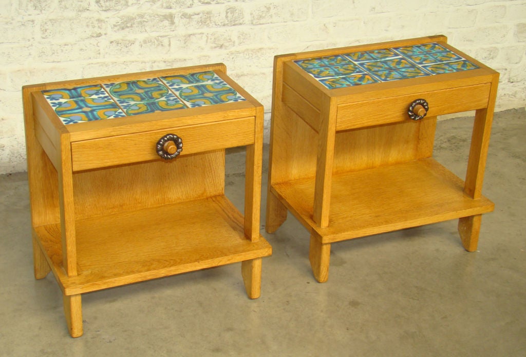 Guillerme Et Chambron Pair Of Oak Night Stands