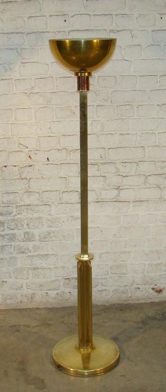 GENET ET MICHON  1940's brass and laiton  floor lamp