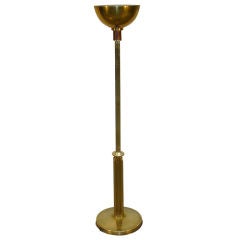 GENET ET MICHON  1940's brass and laiton  floor lamp